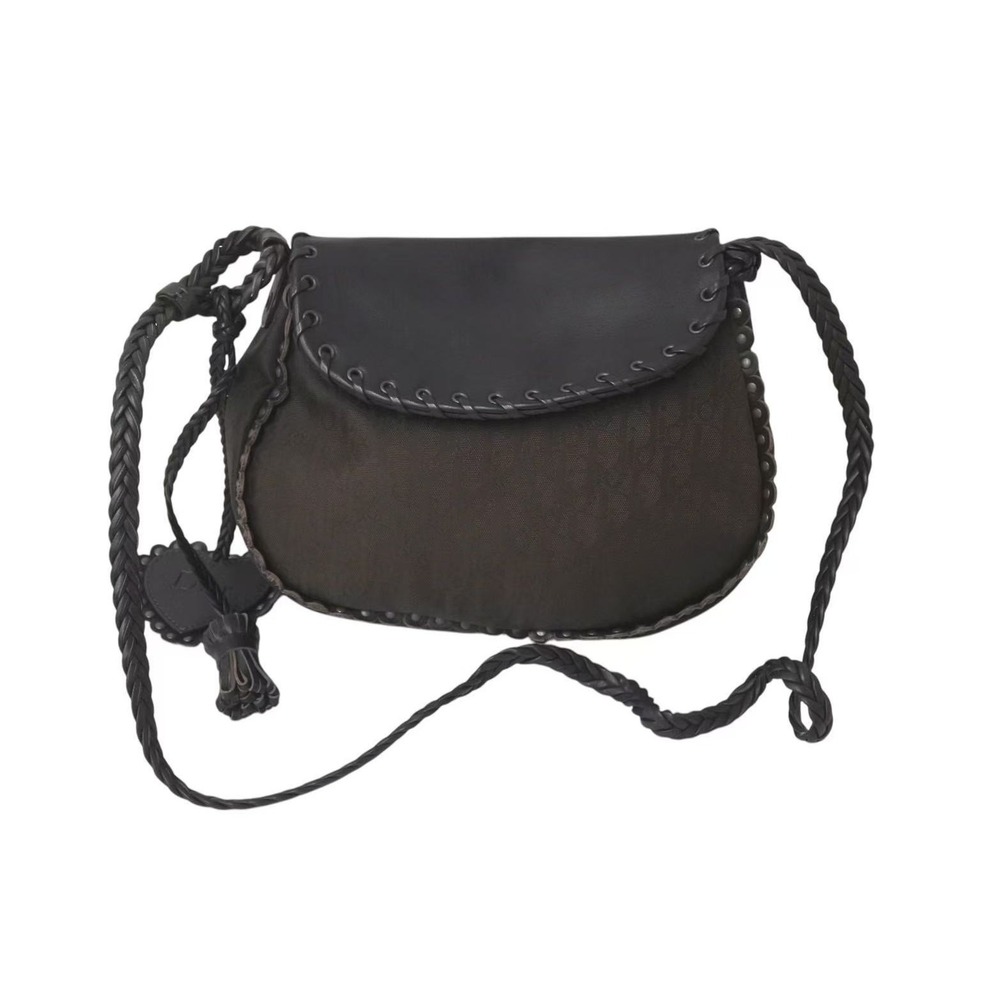 Christian Dior Trotter Shoulder Bag Ethnic Line Brown